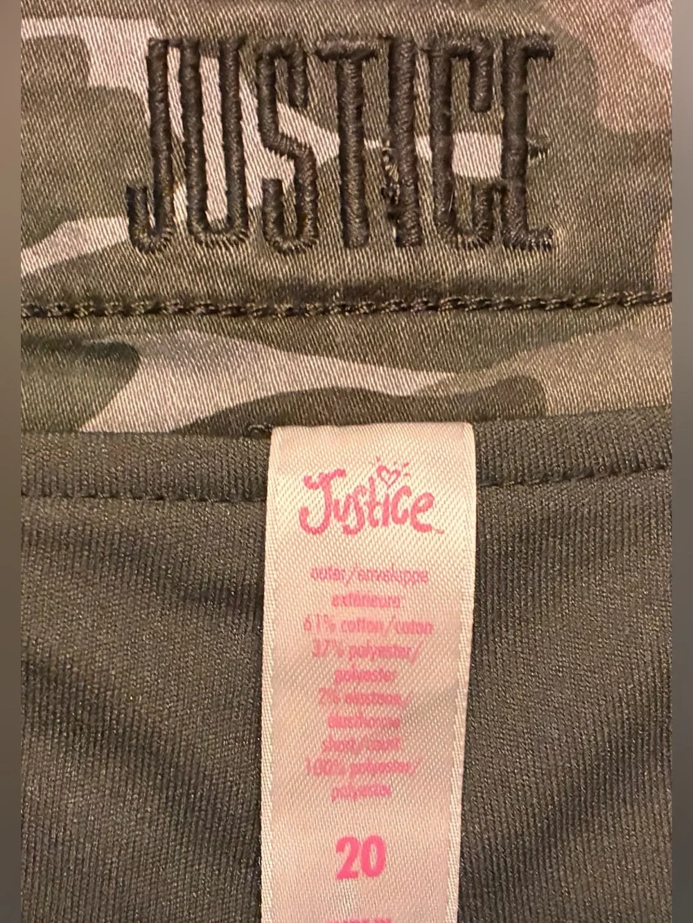 Justice Camo Utility/Cargo Skort — Girls Size 20